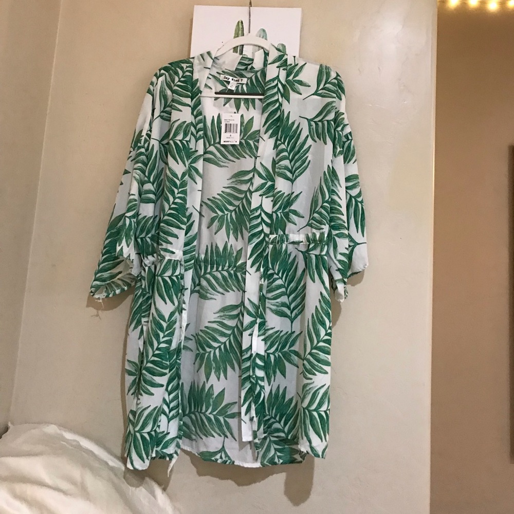 Leaf print kimono